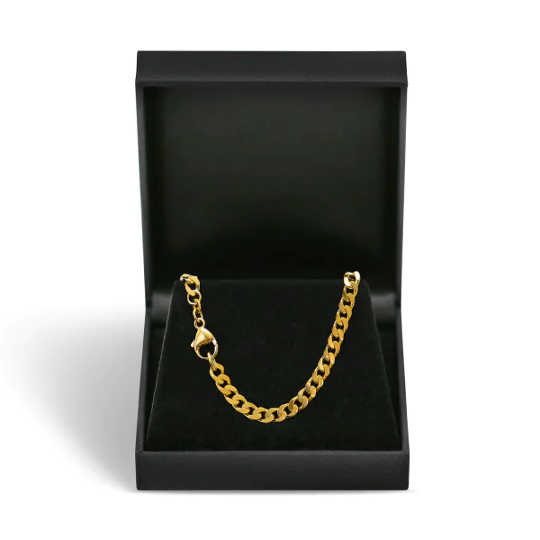 Goldkette als Panzerkette flach in Gelbgold 585 / 14 Karat, 75 cm lang, 4.7 mm breit, Gewicht ca. 44,5 g.