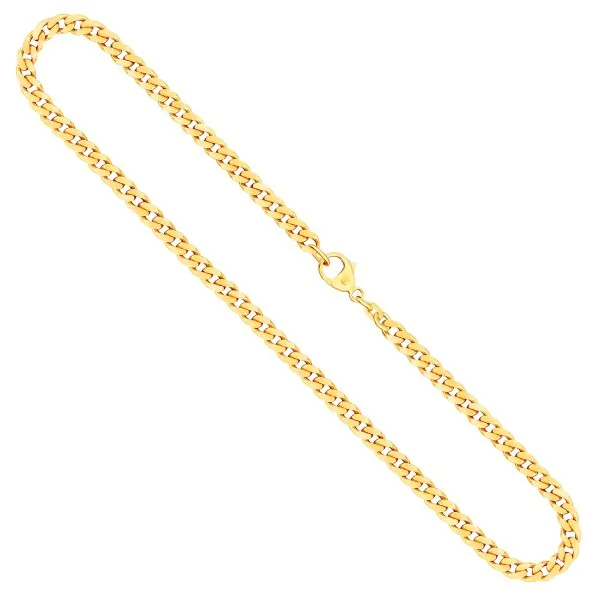 Goldkette als Panzerkette flach in Gelbgold 585 / 14K, 40 cm lang, 4,7 mm breit, Gewicht ca. 23.8 g.