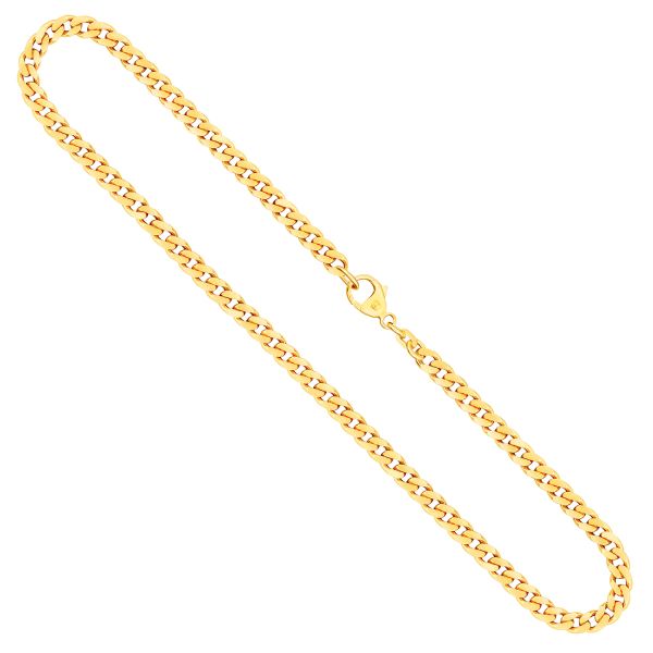 Goldkette als Panzerkette flach in Gelbgold 585 / 14K, 50 cm lang, 4,7 mm breit, Gewicht ca. 28.4 g.