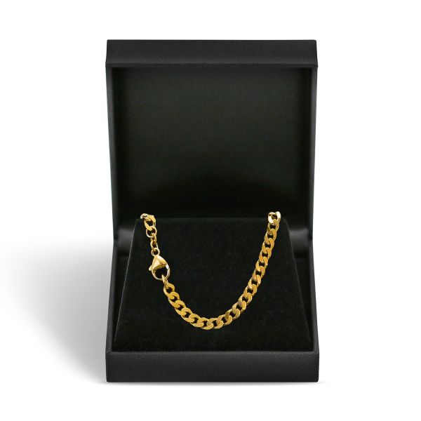 Goldkette als Panzerkette flach in Gelbgold 585 / 14K, 50 cm lang, 4,7 mm breit, Gewicht ca. 28.4 g.