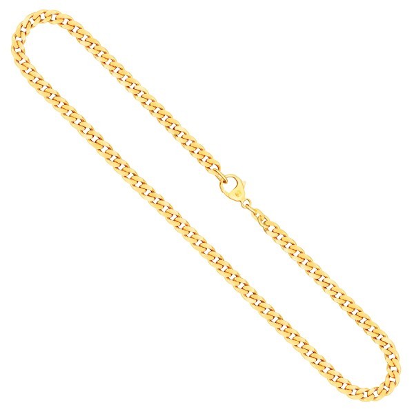 Goldkette als Panzerkette flach in Gelbgold 585 / 14K, 55 cm lang, 4,7 mm breit, Gewicht ca. 28.9 g.