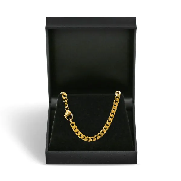 Goldkette als Panzerkette flach in Gelbgold 585 / 14K, 60 cm lang, 4,7 mm breit, Gewicht ca. 31.4 g.