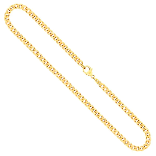 Goldkette als Panzerkette flach in Gelbgold 585 / 14K, 70 cm lang, 4,7 mm breit, Gewicht ca. 41.6 g.