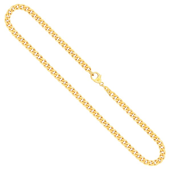 Goldkette als Panzerkette flach in Gelbgold 585 / 14K, 90 cm lang, 4,7 mm breit, Gewicht ca. 53.4 g.