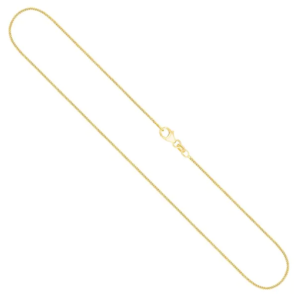 Goldkette als Panzerkette flach in Gelbgold 750 / 18K, 38 cm lang, 1,1 mm breit, Gewicht ca. 2 g.
