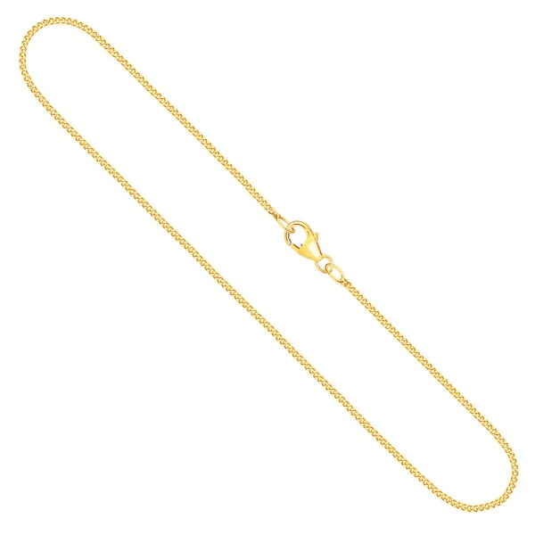 Goldkette als Panzerkette flach in Gelbgold 585 / 14K, 45 cm lang, 1,2 mm breit, Gewicht ca. 2.5 g.