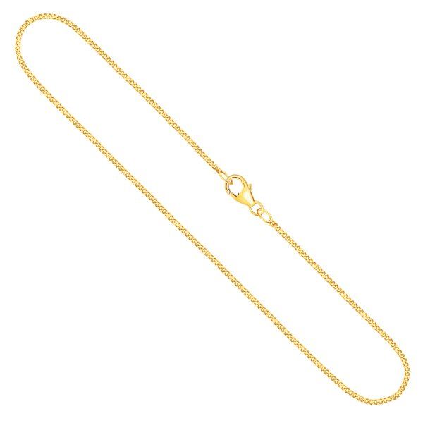 Goldkette als Panzerkette flach in Gelbgold 750 / 18K, 38 cm lang, 1,2 mm breit, Gewicht ca. 2.6 g.