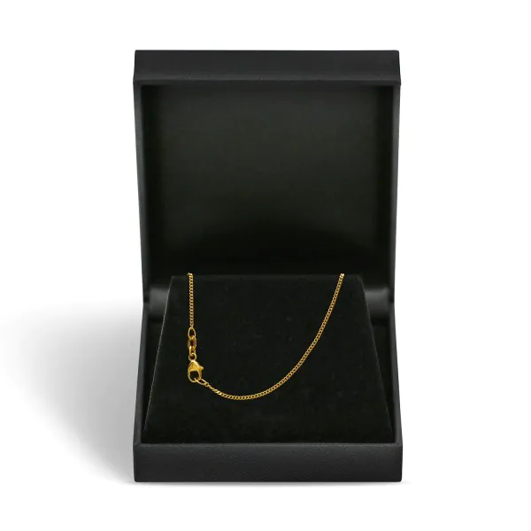 Goldkette als Panzerkette flach in Gelbgold 585 / 14K, 45 cm lang, 1,2 mm breit, Gewicht ca. 2.5 g.