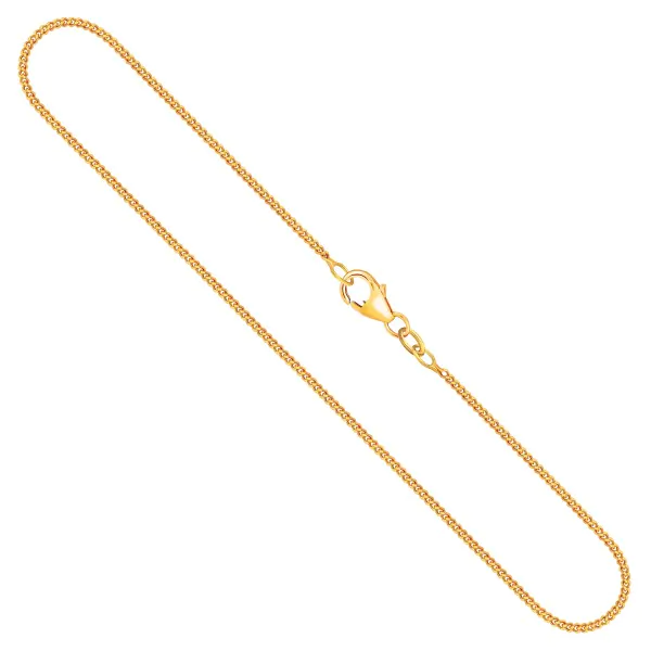 Goldkette als Panzerkette flach in Gelbgold 375 / 9K, 45 cm lang, 1,4 mm breit, Gewicht ca. 2.5 g.