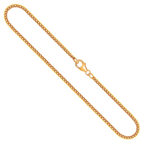 Goldkette als Panzerkette flach in Gelbgold 750 / 18K, 50 cm lang, 2,1 mm breit, Gewicht ca. 8.4 g.