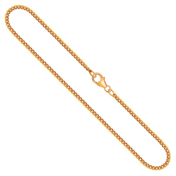 Goldkette als Panzerkette flach in Gelbgold 585 / 14K, 40 cm lang, 2,1 mm breit, Gewicht ca. 5.7 g.