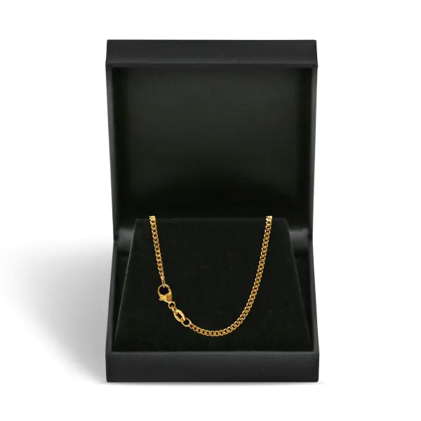 Goldkette als Panzerkette flach in Gelbgold 585 / 14K, 50 cm lang, 2,1 mm breit, Gewicht ca. 7.1 g.