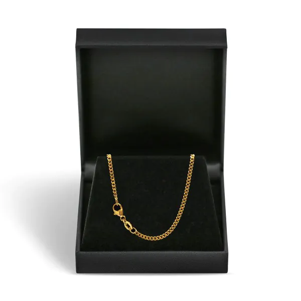 Goldkette als Panzerkette flach in Gelbgold 750 / 18K, 55 cm lang, 2,1 mm breit, Gewicht ca. 9.8 g.