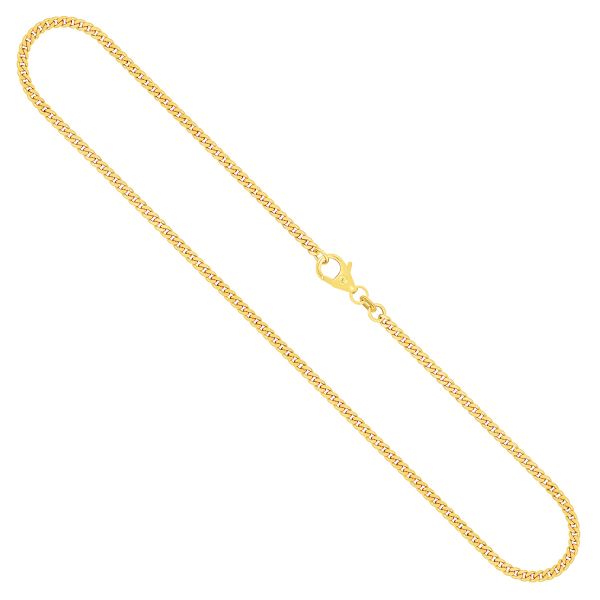 Goldkette als Panzerkette flach 1,1 Höhe in Gelbgold 333 / 8K, 55 cm lang, 2,4 mm breit, Gewicht ca. 8.7 g.