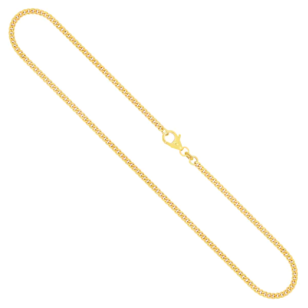 Goldkette als Panzerkette flach 1.1 Höhe in Gelbgold 750 / 18 Karat, 42 cm lang, 2.4 mm breit, Gewicht ca. 9,5 g.