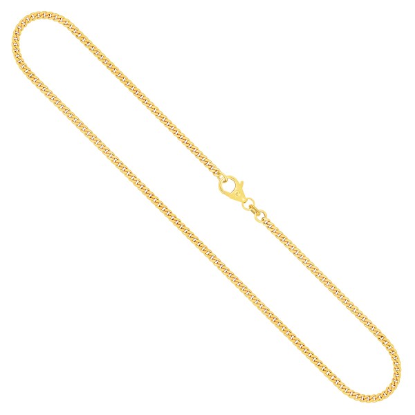 Goldkette als Panzerkette flach 1.1 Höhe in Gelbgold 585 / 14K, 45 cm lang, 2,4 mm breit, Gewicht ca. 8.7 g.