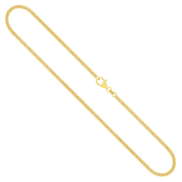 Goldkette als Panzerkette flach 1.1 Höhe in Gelbgold 585 / 14K, 50 cm lang, 2,4 mm breit, Gewicht ca. 9.6 g.