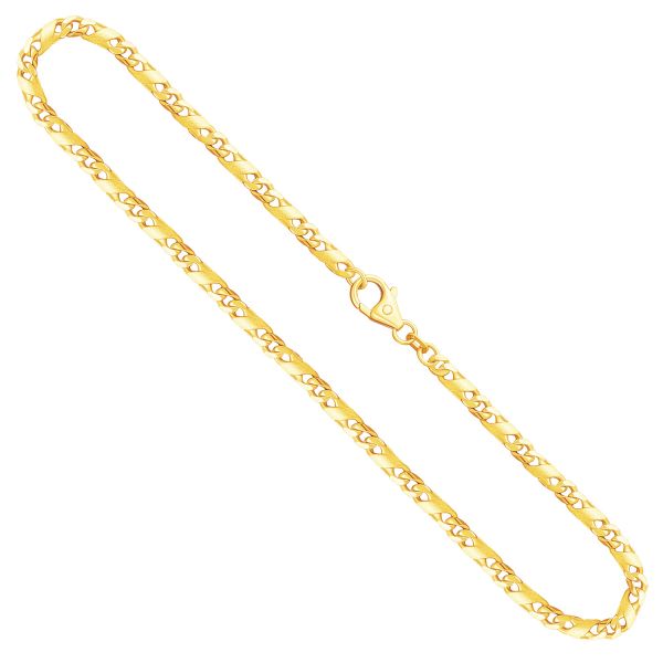 Goldkette als Dollarkette satiniert in Gelbgold 333 / 8K, 50 cm lang, 3,7 mm breit, Gewicht ca. 19.4 g.
