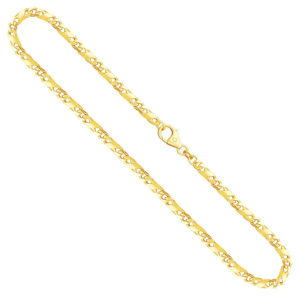 Goldkette als Dollarkette satiniert in Gelbgold 333 / 8K, 50 cm lang, 3,7 mm breit, Gewicht ca. 19.4 g.