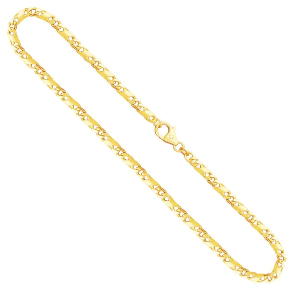 Goldkette als Dollarkette satiniert in Gelbgold 333 / 8K, 42 cm lang, 3,7 mm breit, Gewicht ca. 15.6 g.