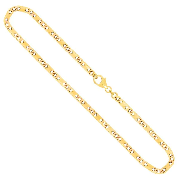 Goldkette als Dollarkette in Gelbgold 585 / 14K, 45 cm lang, 3,7 mm breit, Gewicht ca. 19.5 g.