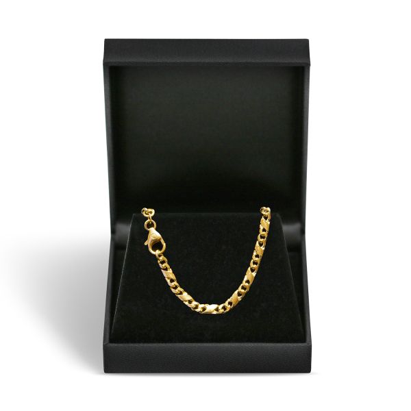 Goldkette als Dollarkette satiniert in Gelbgold 333 / 8K, 50 cm lang, 3,7 mm breit, Gewicht ca. 19.4 g.