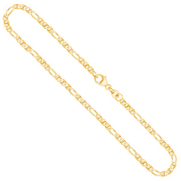 Goldkette als Panzerstegkette in Gelbgold 585 / 14 Karat, 36 cm lang, 2.5 mm breit, Gewicht ca. 3.7 g.