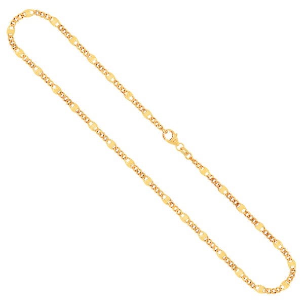 Goldkette als Panzerstegkette in Gelbgold 585 / 14K, 55 cm lang, 3,1 mm breit, Gewicht ca. 6.1 g.