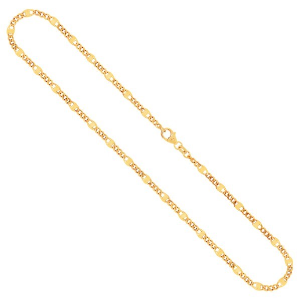 Goldkette als Panzerstegkette in Gelbgold 585 / 14K, 65 cm lang, 3,1 mm breit, Gewicht ca. 7.2 g.