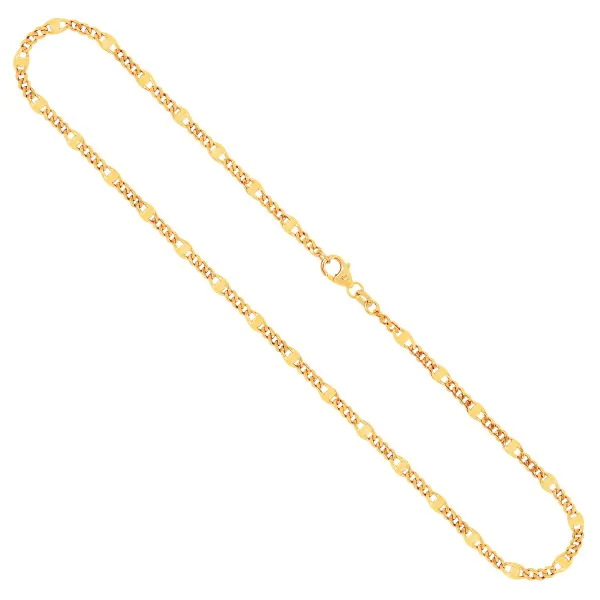 Goldkette als Panzerstegkette in Gelbgold 585 / 14K, 70 cm lang, 3,1 mm breit, Gewicht ca. 7.8 g.