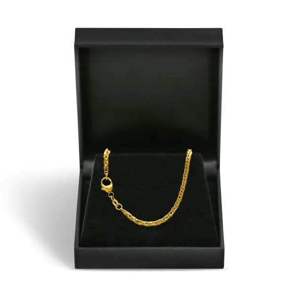 Goldkette als Zopfkette hohl in Gelbgold 585 / 14K, 50 cm lang, 2,1 mm breit, Gewicht ca. 6.3 g.