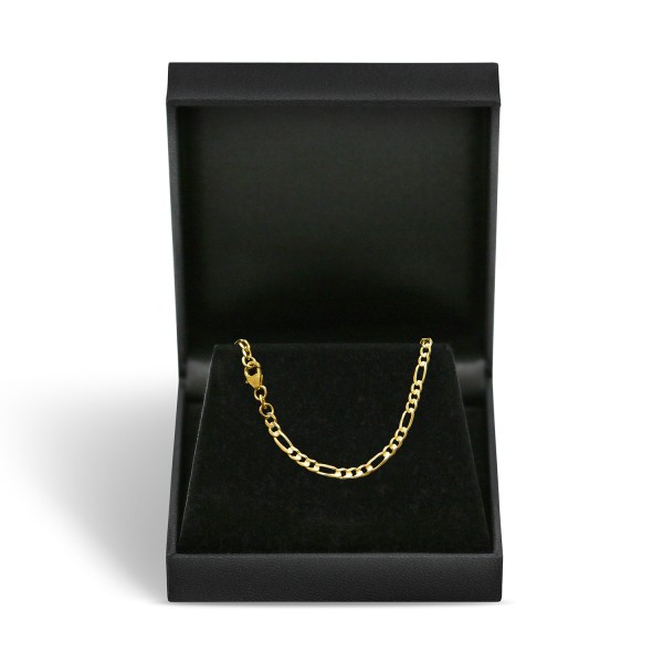 Goldkette als Figarokette in Gelbgold 333 / 8K, 38 cm lang, 3,1 mm breit, Gewicht ca. 4.3 g.