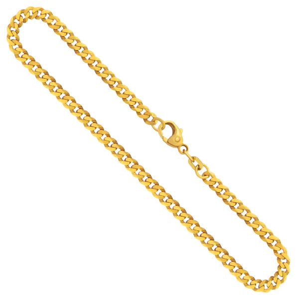 Goldkette als Panzerkette facettiert in Gelbgold 585 / 14 Karat, 65 cm lang, 3.9 mm breit, Gewicht ca. 18 g.