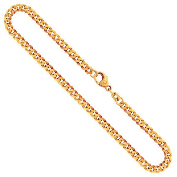 Goldkette als Panzerkette facettiert in Gelbgold 585 / 14K, 45 cm lang, 3,9 mm breit, Gewicht ca. 12.5 g.