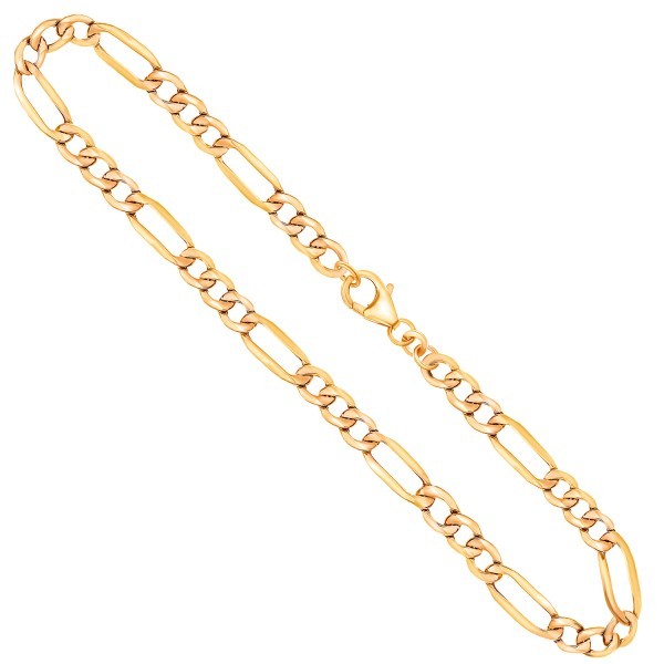 Goldkette als Figarokette hohl in Gelbgold 333 / 8K, 45 cm lang, 4,1 mm breit, Gewicht ca. 4.5 g.