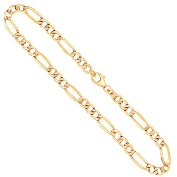 Goldkette als Figarokette hohl in Gelbgold 333 / 8K, 45 cm lang, 4,1 mm breit, Gewicht ca. 4.5 g.
