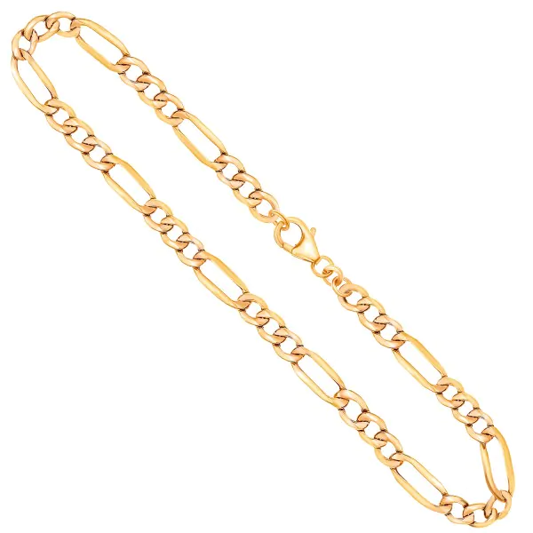Goldkette als Figarokette hohl in Gelbgold 333 / 8K, 55 cm lang, 4,1 mm breit, Gewicht ca. 5.5 g.