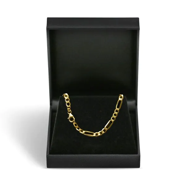 Goldkette als Figarokette hohl in Gelbgold 333 / 8K, 60 cm lang, 4,1 mm breit, Gewicht ca. 6 g.