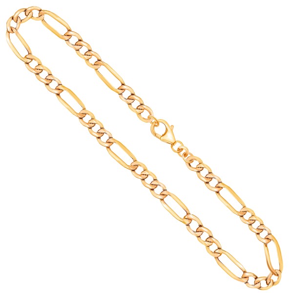 Goldkette als Figarokette hohl in Gelbgold 333 / 8K, 50 cm lang, 4 mm breit, Gewicht ca. 6.4 g.