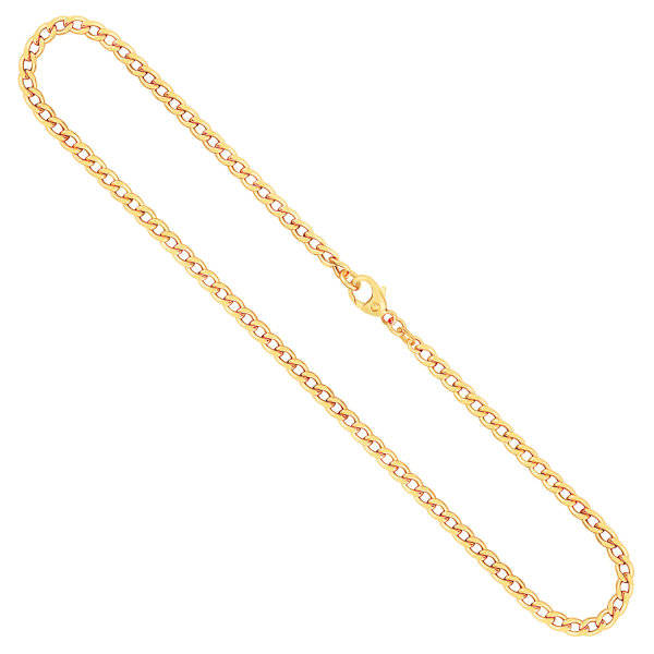 Goldkette als Panzerkette hohl in Gelbgold 585 / 14K, 50 cm lang, 3,6 mm breit, Gewicht ca. 8.1 g.