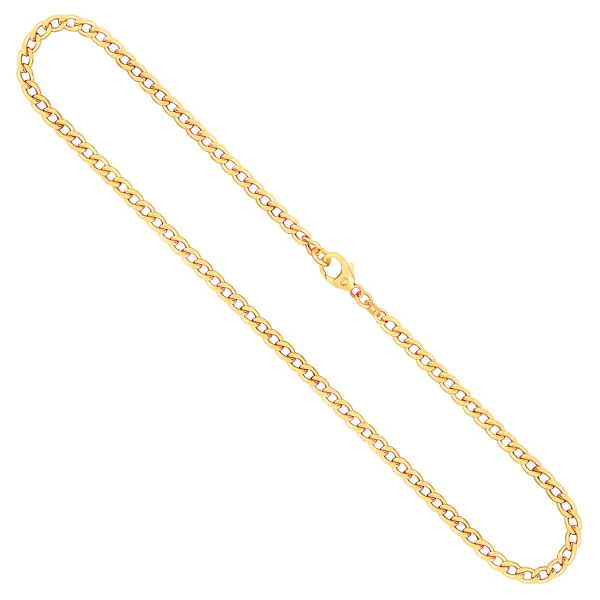 Goldkette als Panzerkette hohl in Gelbgold 585 / 14K, 50 cm lang, 3,6 mm breit, Gewicht ca. 8.1 g.