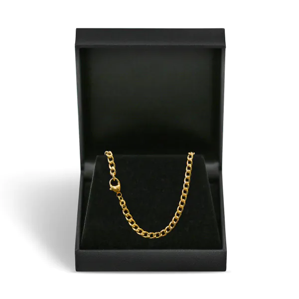 Goldkette als Panzerkette hohl in Gelbgold 585 / 14K, 50 cm lang, 3,6 mm breit, Gewicht ca. 8.1 g.