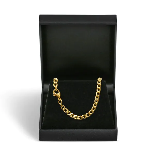 Goldkette als Panzerkette hohl in Gelbgold 585 / 14K, 50 cm lang, 4,7 mm breit, Gewicht ca. 13.3 g.
