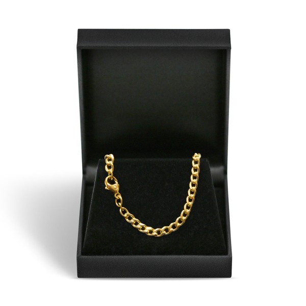 Armband als Panzerkette hohl in Gelbgold 375 / 9K, 19 cm lang, 4,7 mm breit, Gewicht ca. 4.9 g.