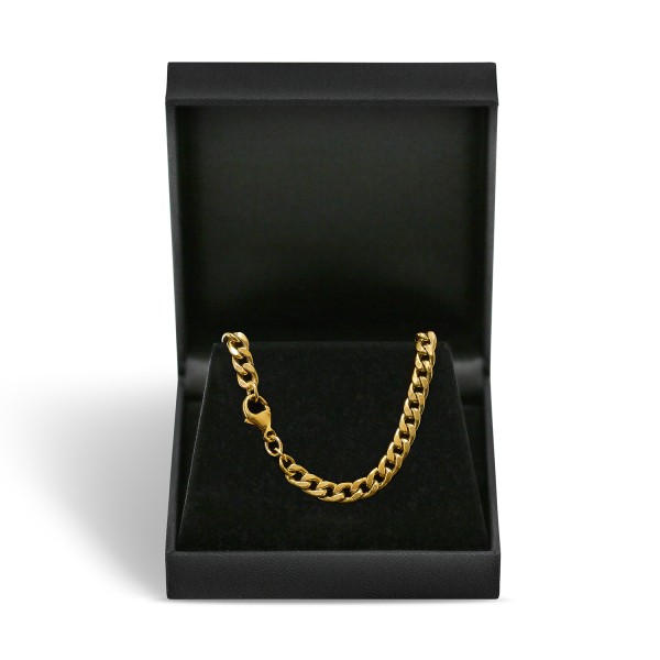 Goldkette als Panzerkette hohl in Gelbgold 585 / 14K, 45 cm lang, 5,4 mm breit, Gewicht ca. 15.6 g.