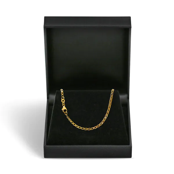 Goldkette als Zwillingspanzerkette in Gelbgold 333 / 8 Karat, 55 cm lang, 2.1 mm breit, Gewicht ca. 3.2