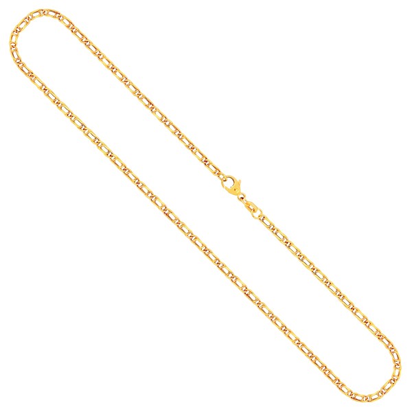 Goldkette als Tigeraugenkette hohl in Gelbgold 333 / 8K, 60 cm lang, 2,5 mm breit, Gewicht ca. 3.7 g.