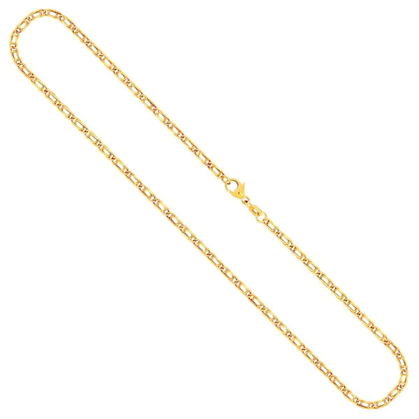 Goldkette als Tigeraugenkette hohl in Gelbgold 333 / 8K, 55 cm lang, 2,5 mm breit, Gewicht ca. 3.2 g.