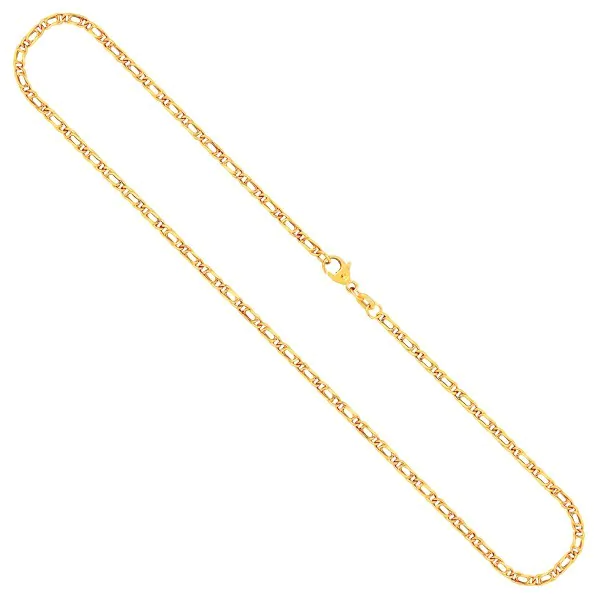 Goldkette als Tigeraugenkette hohl in Gelbgold 333 / 8K, 50 cm lang, 2,5 mm breit, Gewicht ca. 2.9 g.