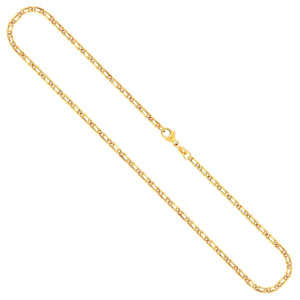 Goldkette als Tigeraugenkette hohl in Gelbgold 585 / 14K, 50 cm lang, 2,5 mm breit, Gewicht ca. 3.6 g.